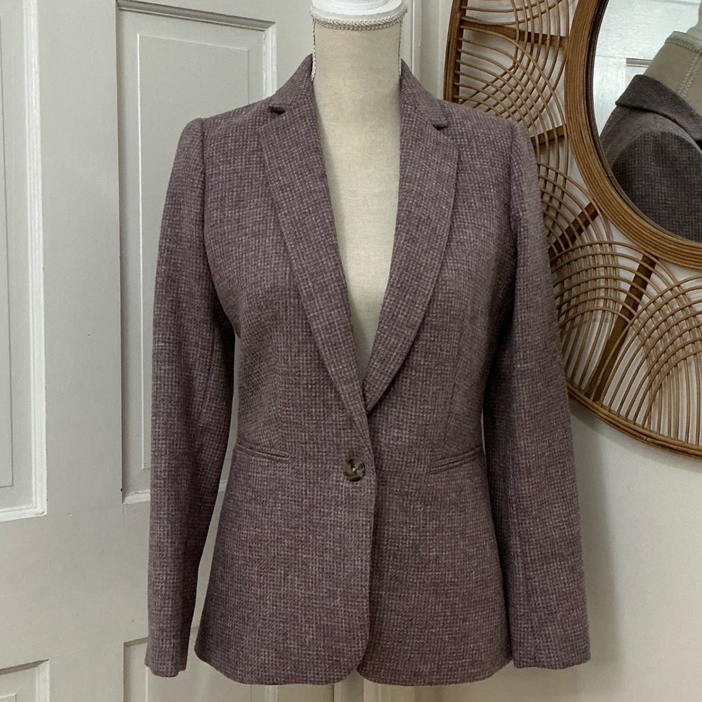 J.Crew 100% Wool Parke Tweed Blazer Women 0 Moon British Cloth Dark Academia NWT